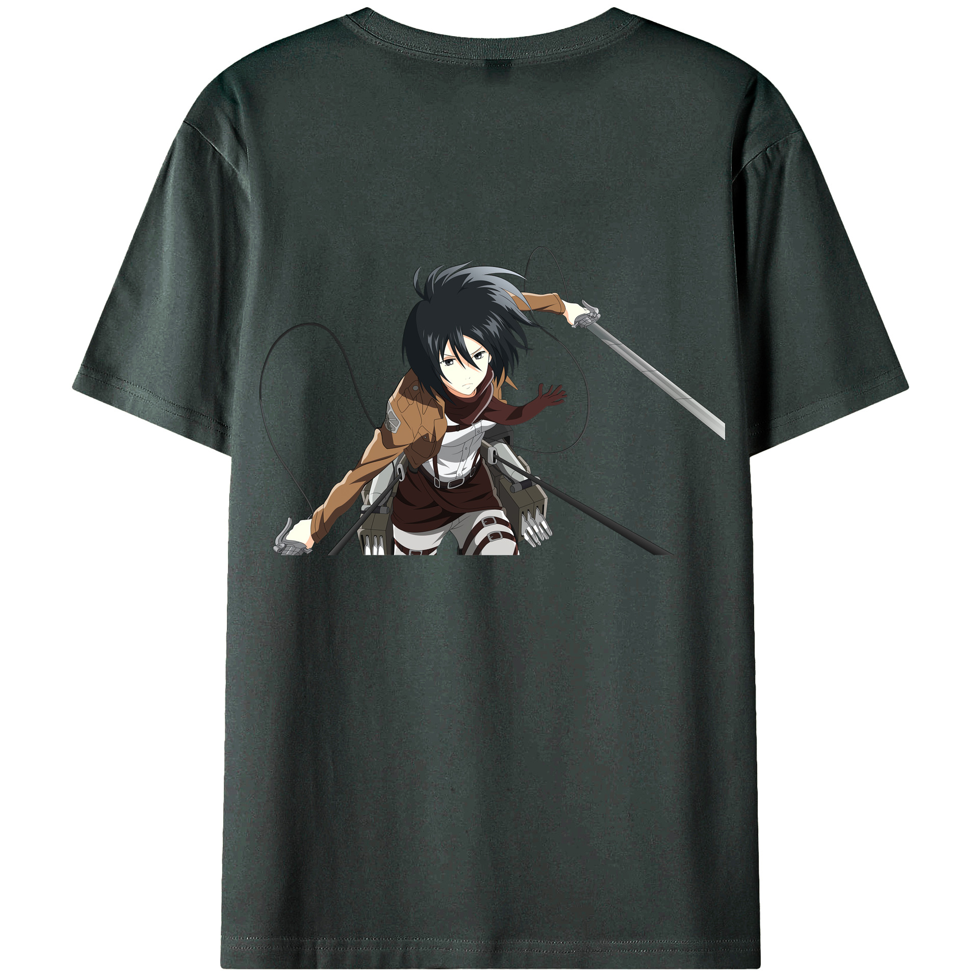 （画像用） 進撃の巨人 ミカサ·アッカーマン Attack on Titan Mikasa Ackerman 綿100％ メンズ半袖Tシャツ（バックプリント） 通気性